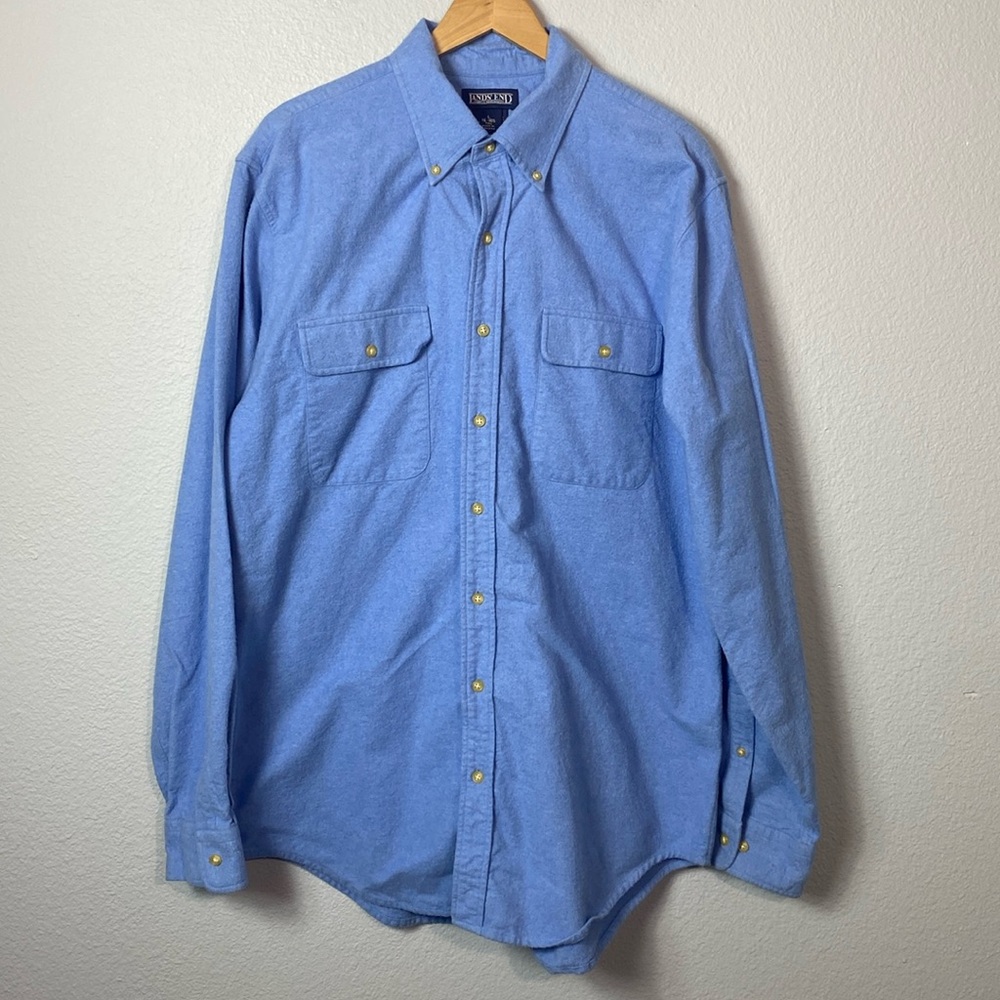 Vintage Lands' End Men's Chamois Cloth Button Down Shirt